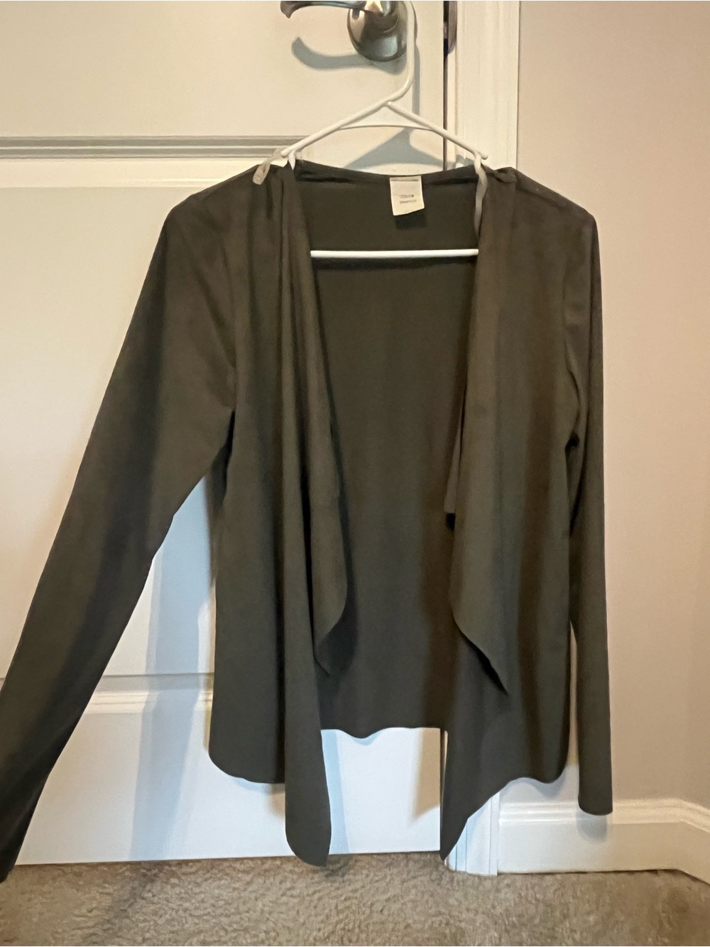 Open-Front Olive Green Faux Suede Thin cover